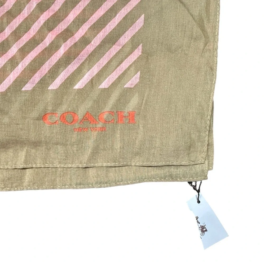 Coach New York XL Geometric Striped Scarf Wrap Sarong 68x46 Cotton Silk NWT